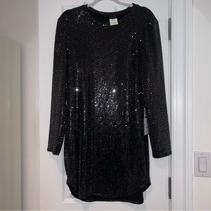 NWT Black Long Sleeve Sequin Dress